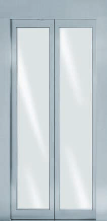 PORTE AUTOMATICHE AUTOMATIC DOORS 2 ANTE Finiture: - Vernice anticorrosiva RAL 7032 (standard) - Verniciate RAL colore a scelta - Lamiera plastificata - Inox Disponibili anche EN 81-58* 2 PANELS