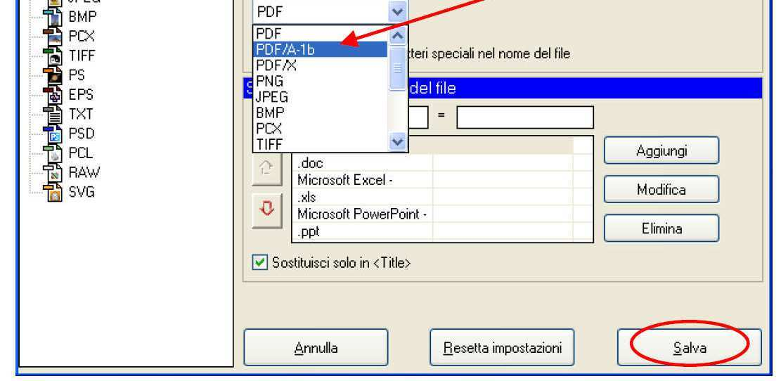 Salva per procedere con la creazione del file.