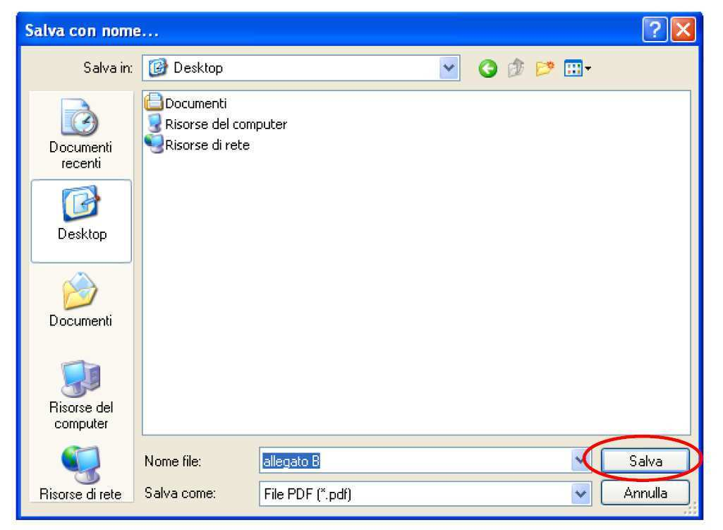 In pochi secondi sul Desktop viene creato il file Allegato D.