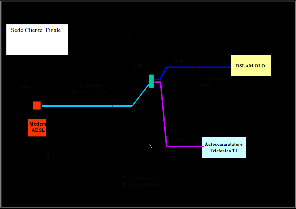 Manuale delle Procedure di 2016 L'offerta del servizio di accesso condiviso con splitter al permutatore si basa sulla catena impiantistica riportata in Figura 12.
