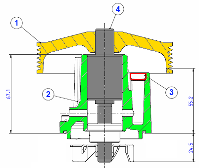 2-The water pump housing s shape is determined by the dimension of the bearing and the location of the drainage reservoir.