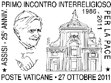 Comunicato 30/11 del 3 ottobre 2011 Annullo postale speciale in occasione del «25 anniversario del primo incontro interreligioso per la pace» (27 ottobre 2011) In occasione del 25 anniversario del