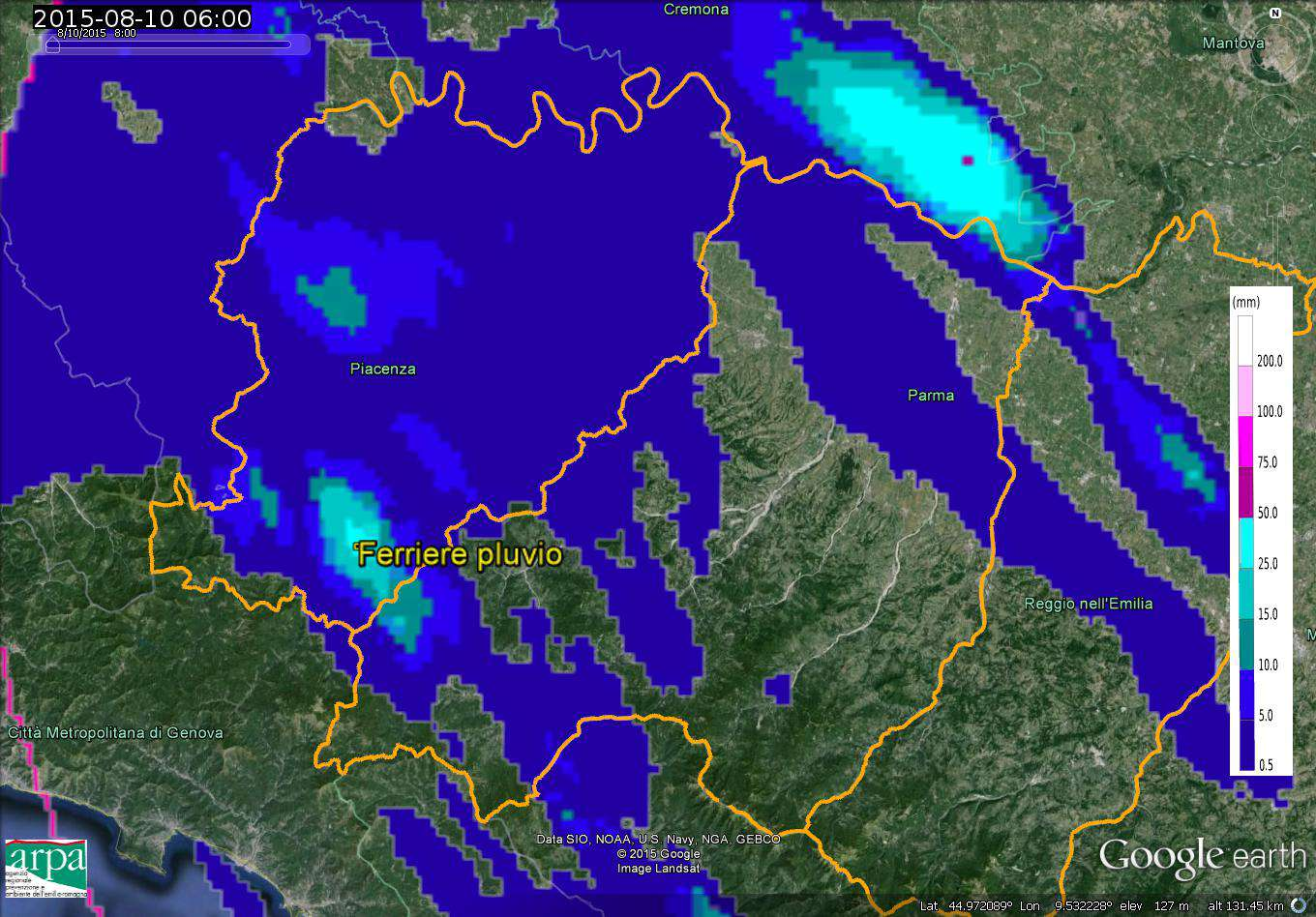 Figura 18: Cumulate orarie da dati radar,