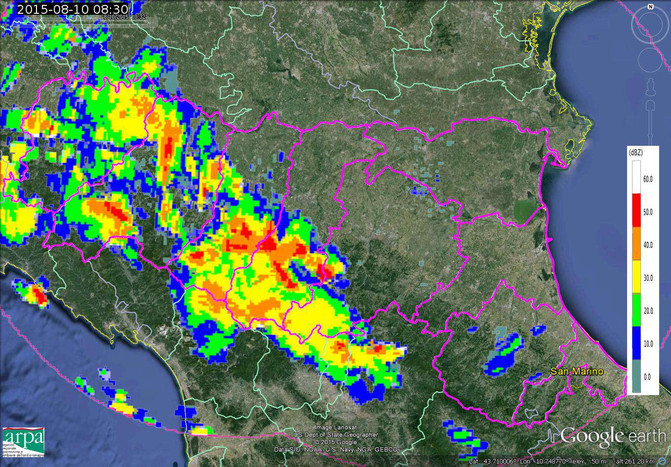 Parma e Reggio-Emilia alle 09:15 UTC.