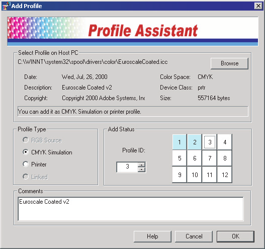 Passo Scaricamento dei profili ICC sulla periferica di archiviazione della stampante È possibile scaricare i profili sulla periferica di archiviazione della stampante utilizzando l'utility Profile