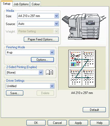 POSTSCRIPT DI WINDOWS Nella scheda Layout del driver scegliere il numero di pagine (N) da stampare su ciascun foglio.