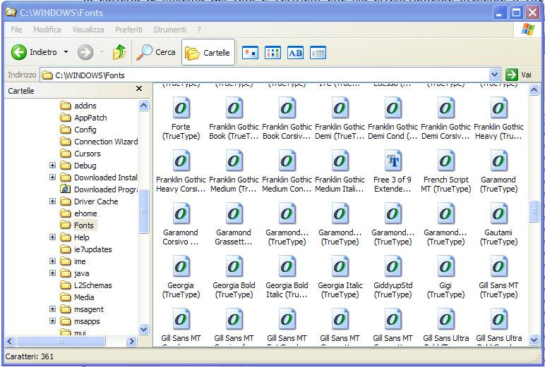 Tipicamente il sistema operativo Windows mantiene i font nella cartella C:\ Windows\Fonts Si noterà che nel file fre3of9x.zip è presente un unico file fre3of9x.ttf.