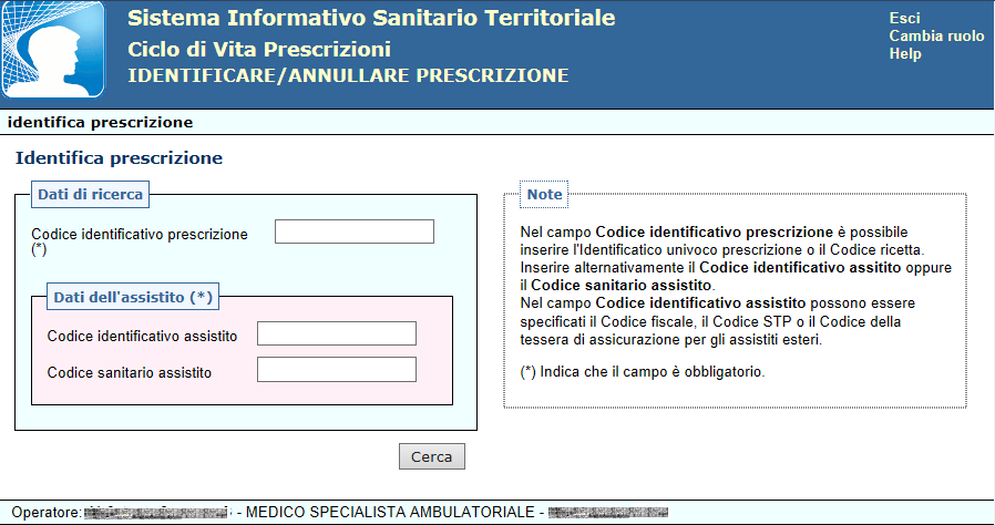 Home page della funzione Figura 7 Nelle pagine in cui è necessario, è possibile tornare alla