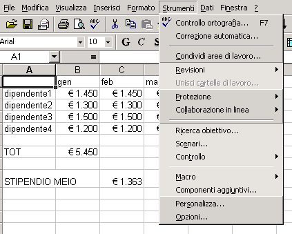 Usare uno strumento di controllo ortografico Selezionare un gruppo di celle delle quali si vuole controllare l ortografia o l