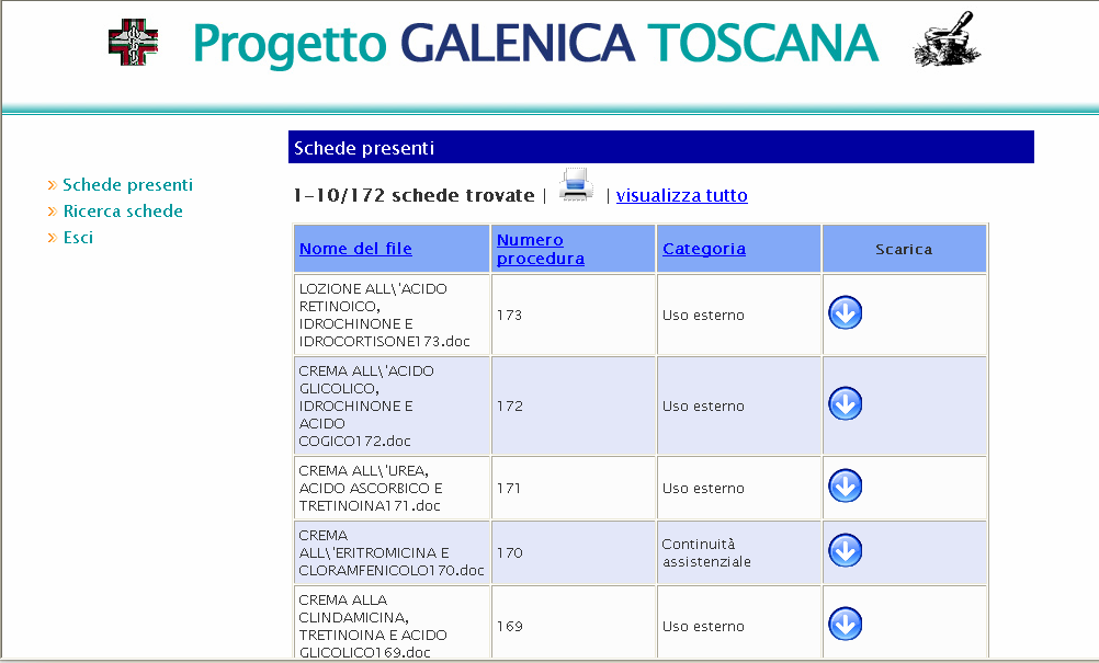 Una volta registrati si accede alla visualizzazione di