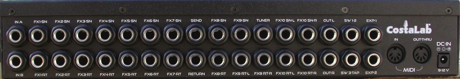 REAR PANEL: 1) IN A: ingresso chitarra. 2) IN B ingresso chitarra bufferizzato. 3) FX SN 1.7 jack di mandata effetti (collegare all input dell effetto).