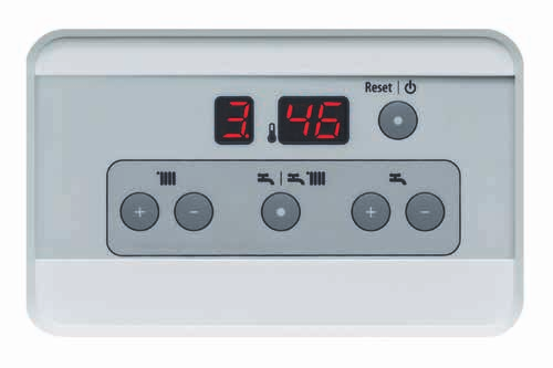 ON/OFF e Reset Tasto di incremento temperatura acqua sanitaria Tasto di incremento temperatura di riscaldamento 8 Tasto