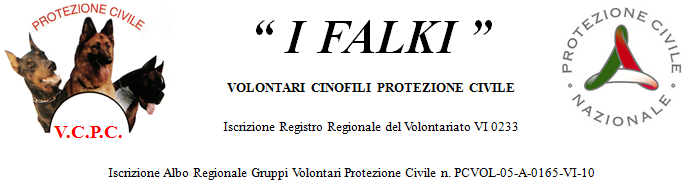 Art. 1) DENOMINAZIONE E SEDE E' costituita un'associazione denominata "I FALKI" V.C.P.C. - Volontari Cinofili Protezione Civile. L associazione ha sede legale nel comune di Quinto Vicentino.