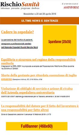 Newsletter Le Newsletter dedicate ai siti specialistici I dati Periodicità: quindicinale Circa 300 iscritti Aperture uniche in media: 70% I