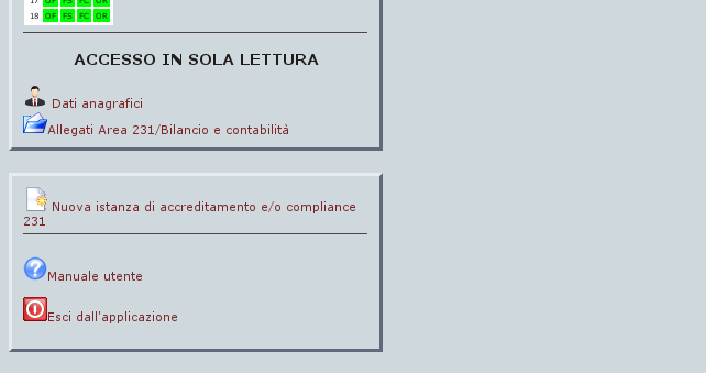 Solo selezionando Nuova istanza di accreditamento e/o compliance si possono inserire i dati relativi al requisito 1.