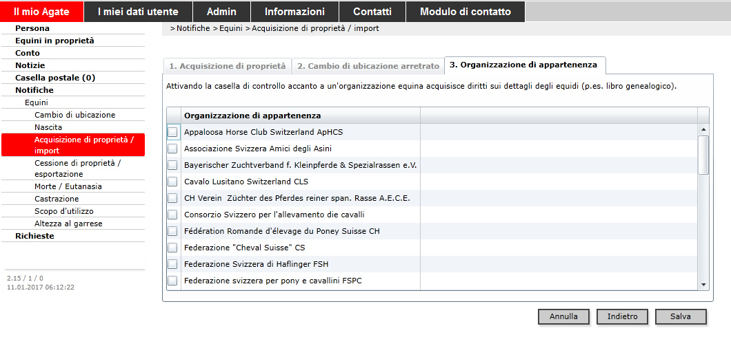 Dopo la conferma della notifica con «Salva» una barra verde apparirà se la notifica è stata salvata correttamente.