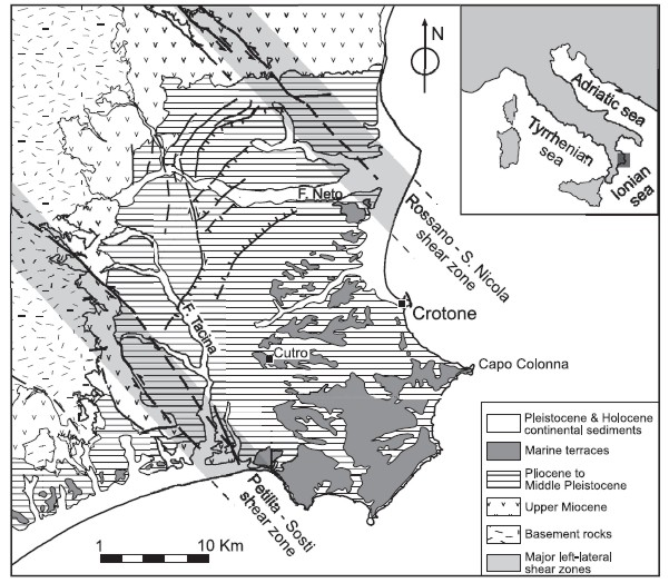 Fig 7 Terrazzi marini, Bacino Crotonese. (modificato da Zecchin et al., 2004 