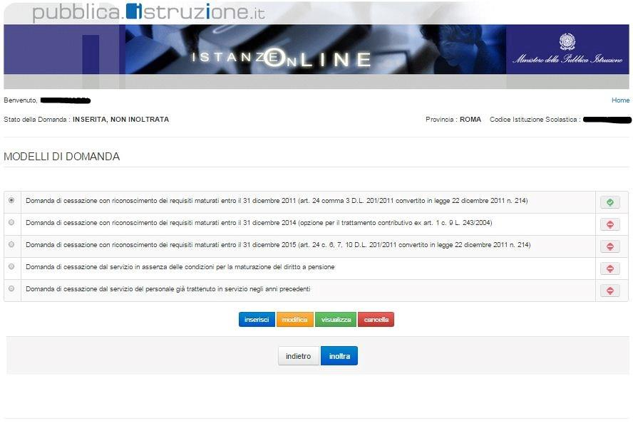 4.9 VISUALIZZAZIONE DELLA DOMANDA DI CESSAZIONE CON RICONOSCIMENTO DEI REQUISITI MATURATI ENTRO IL 31 DICEMBRE 2011.