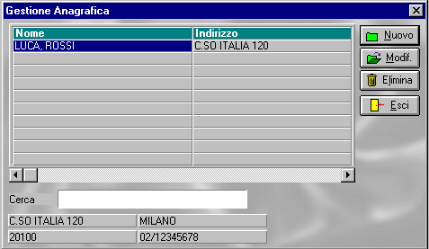 Ricerca Paziente Procedere alla ricerca in archivio del paziente: Posizionarsi con il mouse o con il tasto TAB sulla stringa Cerca posta sotto la finestra Digitare il cognome del paziente.