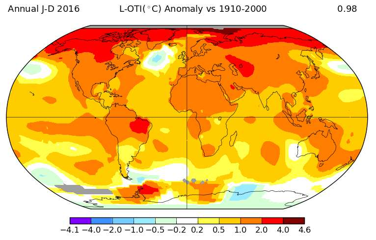 Fig. Anomalie della temperatura media globale del 1 rispetto alla media del periodo 191- Goddard Institute for Space Studies (NASA) In Europa complessivamente è stato il terzo