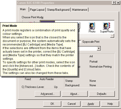 " nell'angolo superiore destro della finestra di dialogo Printer Properties (Proprietà stampante), il puntatore del mouse cambia in " ".