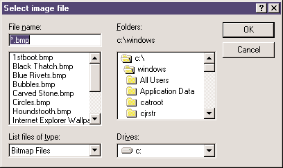 3 Fare clic sul pulsante Select Background (Seleziona sfondo). Viene visualizzata la finestra di dialogo Background Settings Properties (Proprietà impostazioni sfondo).