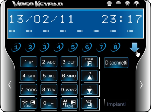 Manuale Keypad e Video Keypad pag. 4 CONNESSIONE ALLA CENTRALE Terminate le impostazioni del profilo, la tastiera mostra sul display il nome del profilo attivo ed è pronta alla connessione.