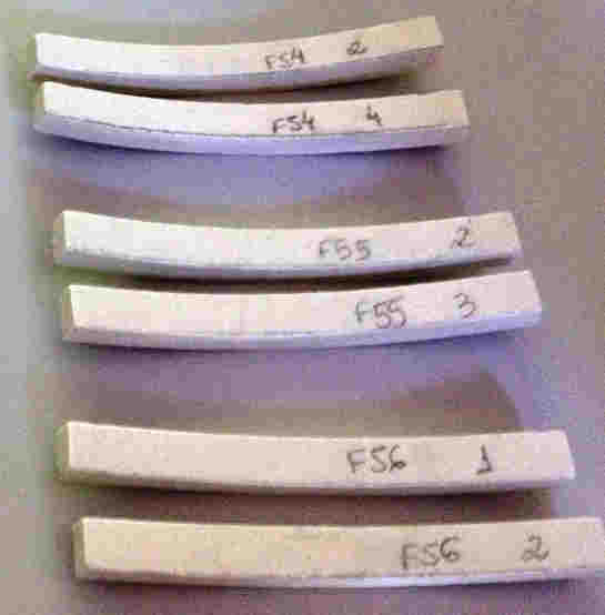 metodi indice piroplastico, PI=(4 h 2 S) (3 L 4 ) -1 dove h è lo spessore del provino, S è l arco di curvatura del provino deformato, L è la distanza tra gli appoggi, ρ è la densità apparente.