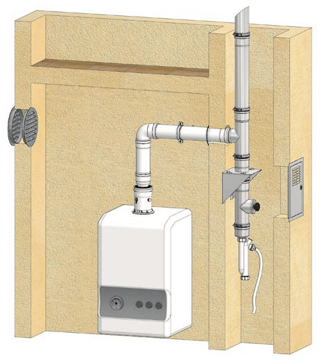 Sistema Coassiale M/F Ø60/100 STABILE ALC in alluminio verniciato bianco M/F Coaxial System Ø60/100 STABILE ALC in white painted aluminium Système Coaxiale M/F Ø60/100 STABILE ALC en aluminium laqué