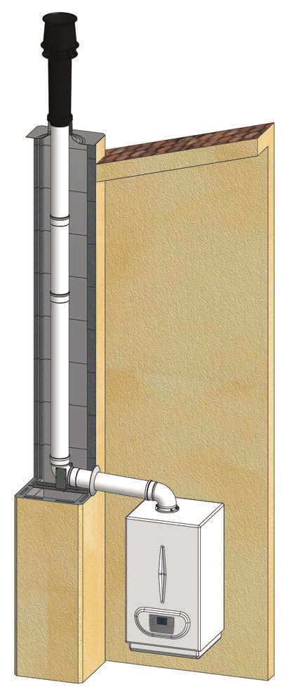 Sistema Coassiale M/F Ø 60/100-80/125 STABILE PAC in polipropilene con esterno alluminio e acciaio galvanizzato M/F Coaxial System Ø 60/100-80/125 STABILE PAC in polypropylene with external part in