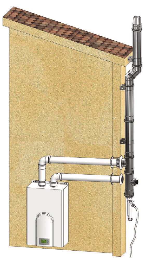 Sistema Doppiaparete Aria Ø 80-100 STABILE MP in polipropilene PP rivestito inox AISI 304 Air Twin-Wall System Ø 80-100 STABILE MP in PP polypropylene coated with S.S. AISI 304 Système Double Paroi