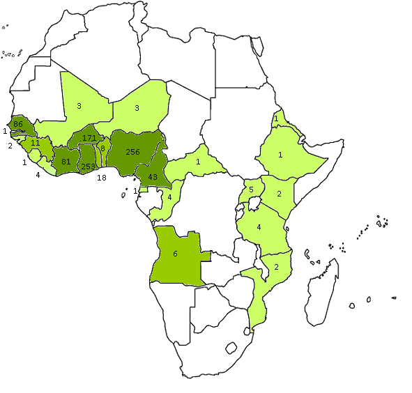 La Tabella 2 elenca gli Stati africani in cui è stata contratta la malaria; uniformemente al dato nazionale, anche nella nostra Regione la maggior parte dei casi proviene dall Africa occidentale: