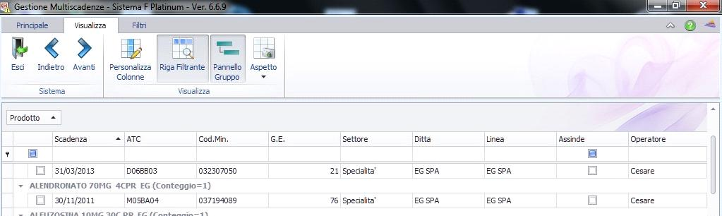 16 L opzione Esporta prodotti permette di effettuare l esportazione dei prodotti selezionati in griglia(fig.15). 1.