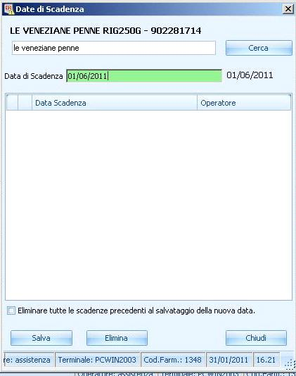 9 Inserito il prodotto e la data di scadenza il cursore si posiziona in automatico sul