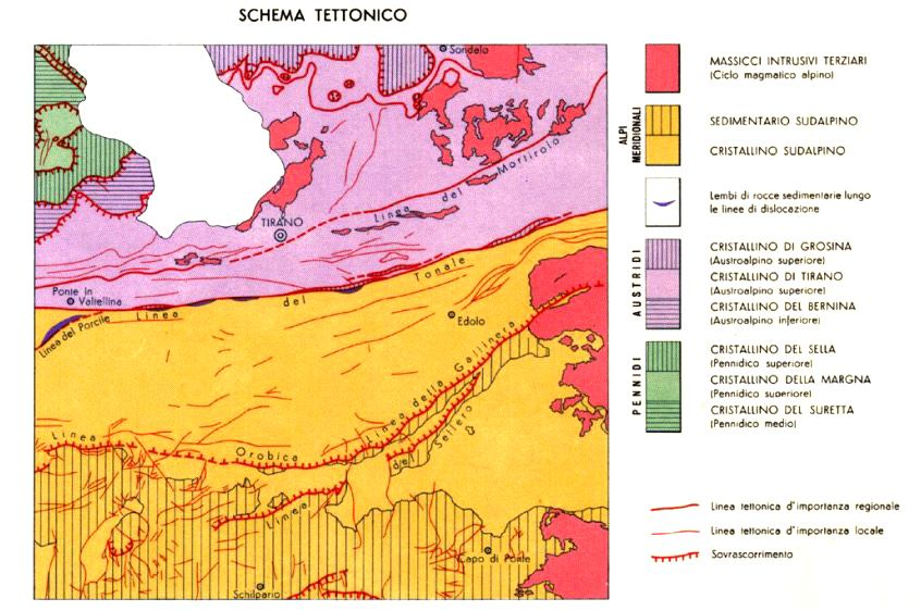 Il sistema di Languard-Tonale (Bonsignore, U. Ragni, 1971) è rappresentato dal Cristallino di Tirano (schema tettonico in figura 2.