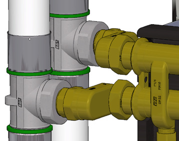 L allacciamento alle colonne di distribuzione può essere fatto tramite diversi tipi di montaggio in funzione di come è realizzato l impianto idraulico di un abitazione.