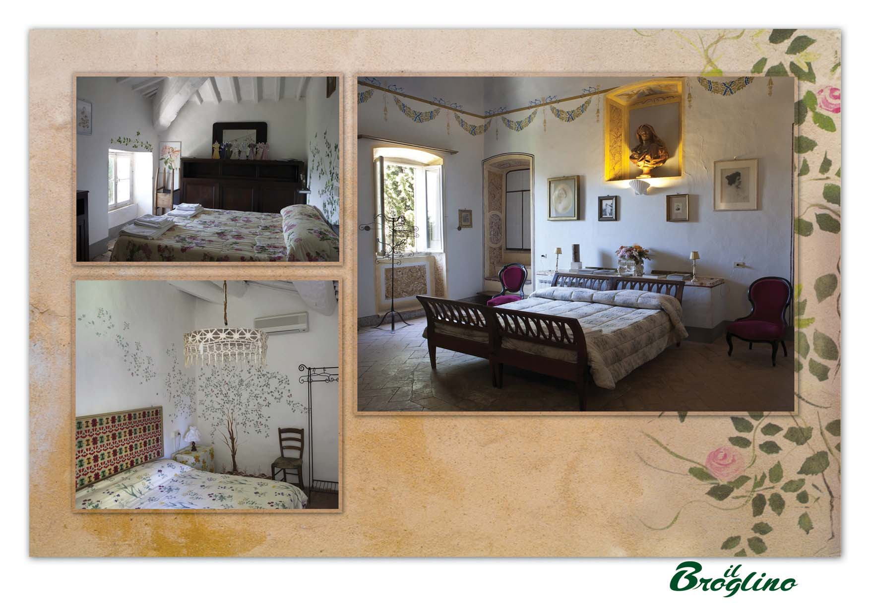 The bedrooms with their exclusive decors Each bedroom has different paintings and decorations.