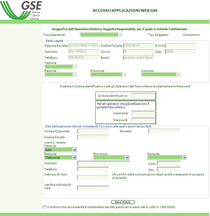 Se il Codice Fiscale e Partita Iva è presente nel database, si