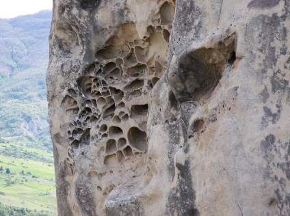 Molto frequenti e caratteristiche sono anche le sculture alveolari (Fig. 3.7.9), create nelle pareti arenacee ad opera, soprattutto, dell erosione eolica.