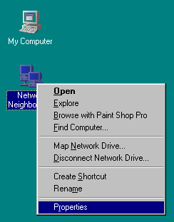 Windows 98 e Windows ME Impostazioni di rete per l'assegnazione automatica dell'indirizzo TCP/IP: A) Fare clic con il pulsante destro del mouse su "Risorse di rete". B) Selezionare "Proprietà".