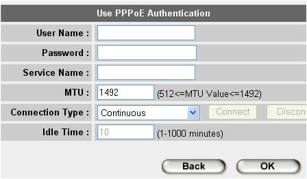 . IP Address Info PPPoE. Inserire il nome utente (per es. Nome@Provider).. Inserire la password PPPoE.. Fare clic su "OK".