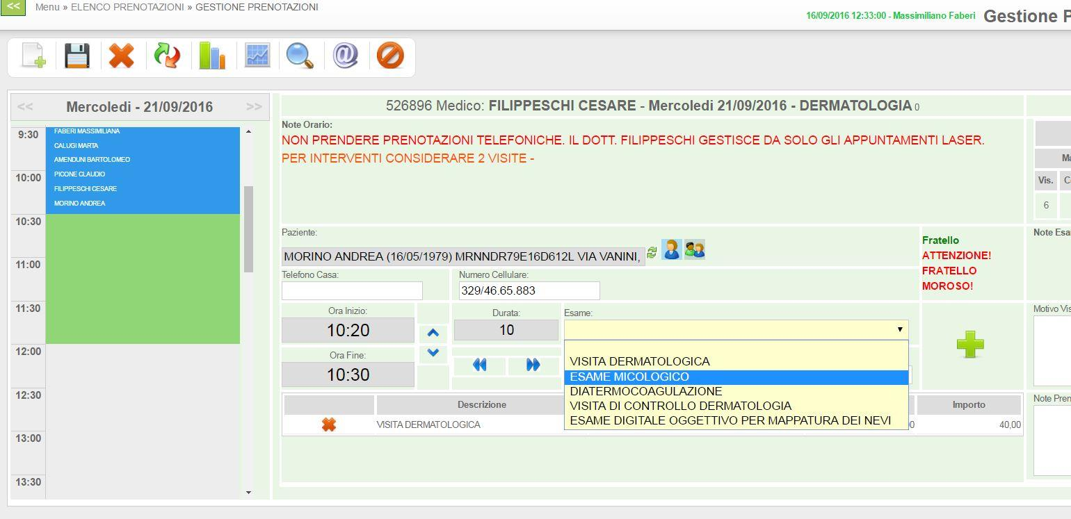A questo punto è possibile continuare con la normale prenotazione inserendo il paziente e l esame. Fig.