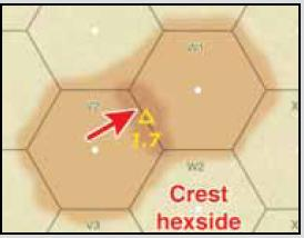 Si possono trovare dovunque sulla mappa, ma tipicamente da interruzioni lungo le colline. Sia i lati di esagono di Cresta che di Pendio hanno una Altezza di +1.