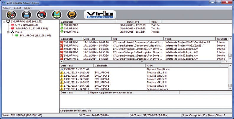 Vir.IT Security Monitor per la protezione in tempo reale dagli attacchi di virus/malware e per il blocco preventivo di file infetti. La tecnologia Vir.