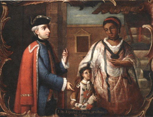 L impero universale nella Nuova Spagna 313 5. José de Páez, De español e india, produce mestizo, olio su tela (circa 1780).