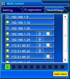 Controllo multiplo Pagina Check & Change in LIGHT MODE Stato di connessione Lampeggiante: Connesso Grigio: Disconnesso In LIGHT MODE le seguenti funzioni della pagina Check & Change sono disabilitate.