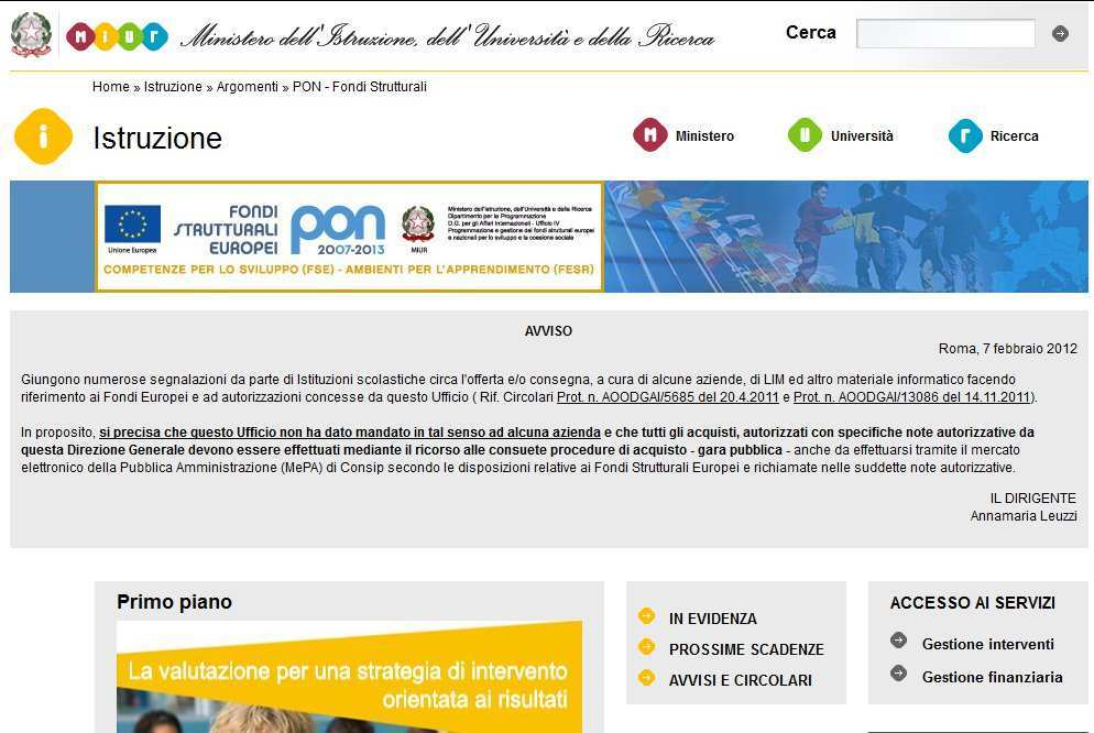 ACCESSO AL SISTEMA GPU PER LA COMPILAZIONE DELLA CANDIDATURA DS e DSGA accedono al sistema direttamente dalla pagina dei Fondi Strutturali inserendo la loro utenza nominale nella pagina di login