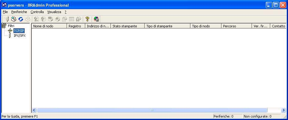 Impostazione Indirizzo IP, Subnet Mask e Gateway con BRAdmin Professional 1 Avviare BRAdmin Professional e selezionare TCP/IP.