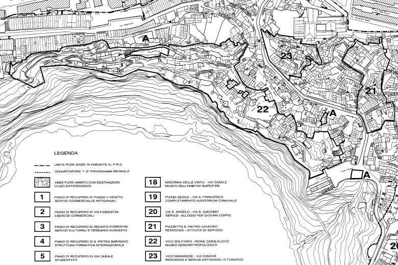 Fig. 2: L ambito 22 nel II Programma Biennale di Recupero dei Sassi (L. 771/86) Fig. 3: Il museo Demoetnoantropologico nel II Programma Biennale di Recupero dei Sassi (L.