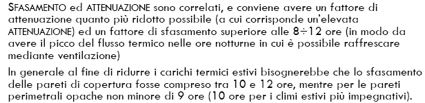 Lastrici solari e solai in sottotetto Pareti: sfasamento e attenuazione Per quanto riguarda i valori di attenuazione, -